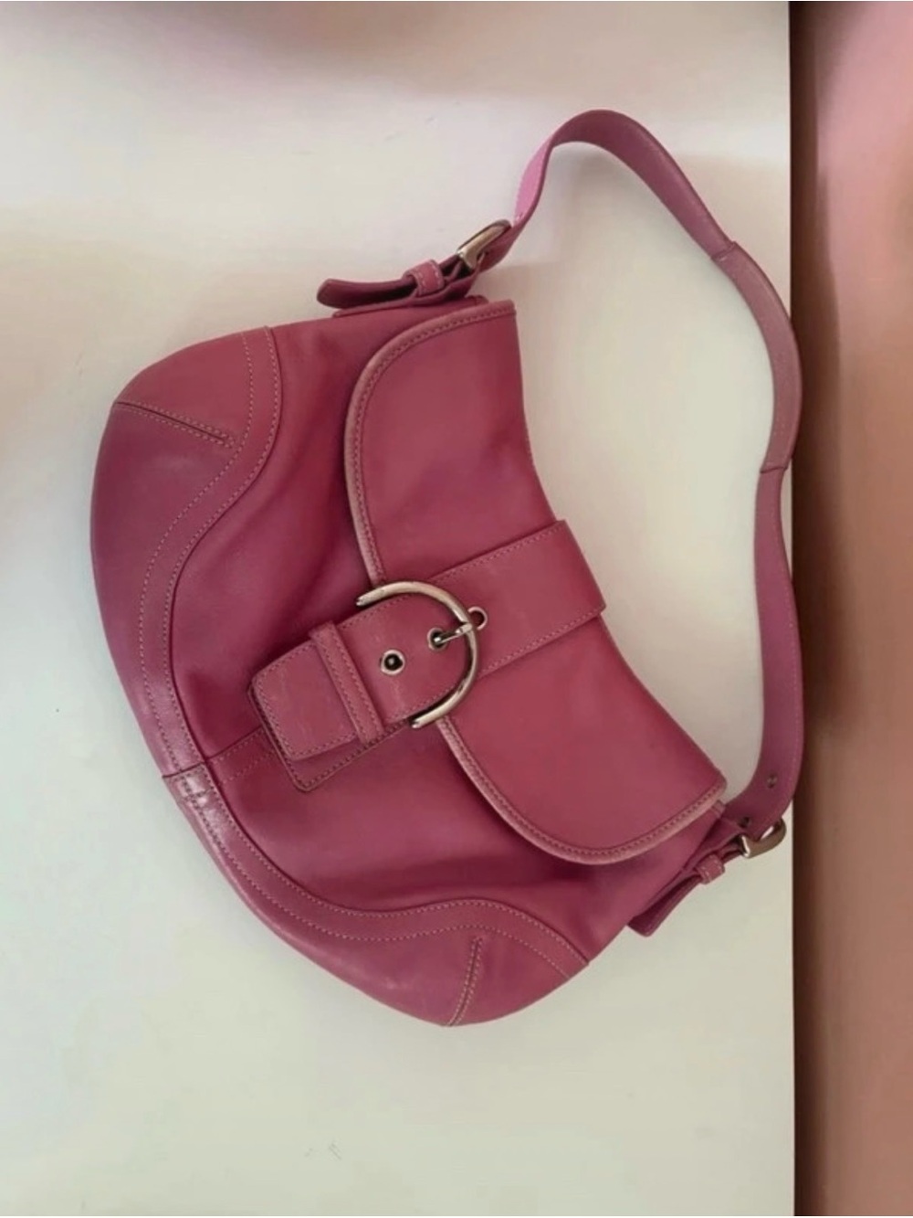 Y2K Women’s Pink Leather Saddle Shoulder Bag